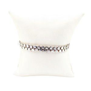 Sterling Heart Bracelet, Vintage Sterling Silver Double Row Heart Bracelet, Silv